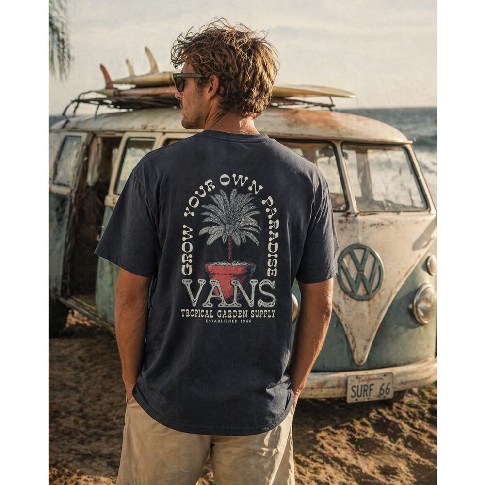 Vans 2XL Graphic T Shirt Navy Grow Your Own Paradise Surf Skate Cotton Tee